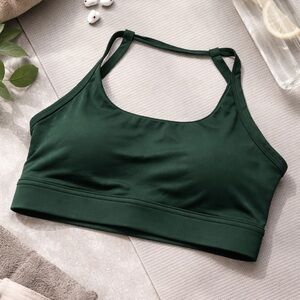 YoungLA Forest Green Strappy Sports Bra Small | Cutout Back Athletic Gym Top